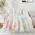 Cottonblue Plush Shaggy Weighted Blanket 20lbs, Ultra Soft Faux Fur Sherpa Blanket, Luxury Fluffy Fleece Reverse Blankets, Warm and Cozy Throw for Bedroom Sofa Floor Decor, 60"x80", Rainbow