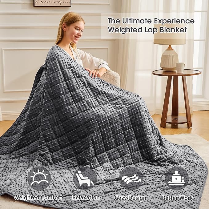 Grey Weighted Blanket for Adults 15lbs, 48"x72", Twin Full Size Cooling Minky Heavy Throw Blanket for 120-160lbs, Soft Winter Thick Big Blankets Weighted Comforter Gift for Sleeping