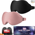 Sleep Masks for Women Men - Blackout Eye Cover for Lash Extension, 3D Contoured Sleep Mask for Side Sleeper, Soft Memory Foam, Sleep Masks for Travel, Airplane, Night(Cloud Black, Cloud Pink)