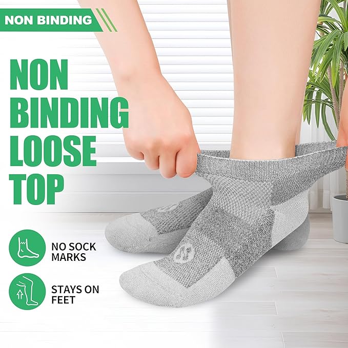 Diabetic Socks for Men,4 & 6 Pairs Low Cut Bamboo Viscose Wide Mens Diabetic Socks Size 9-11 10-13