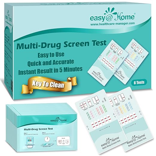 Easy@Home Multi-Drug Screen Test: Check for Buprenorphine (BUP), Cocaine (COC), Morphine (MOR), Methadone (MTD), Oxazepam (BZO), Oxycodone (OXY) -#EDOAP-865 (6 Pack)