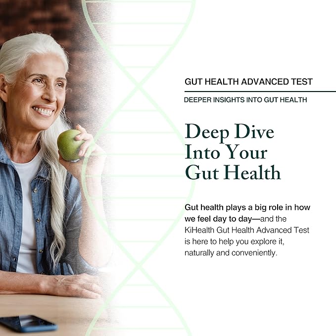 KiHealth – Gut Health Advanced Test – Comprehensive Stool Test for Microbiome, Digestion, & Inflammation – at-Home Kit