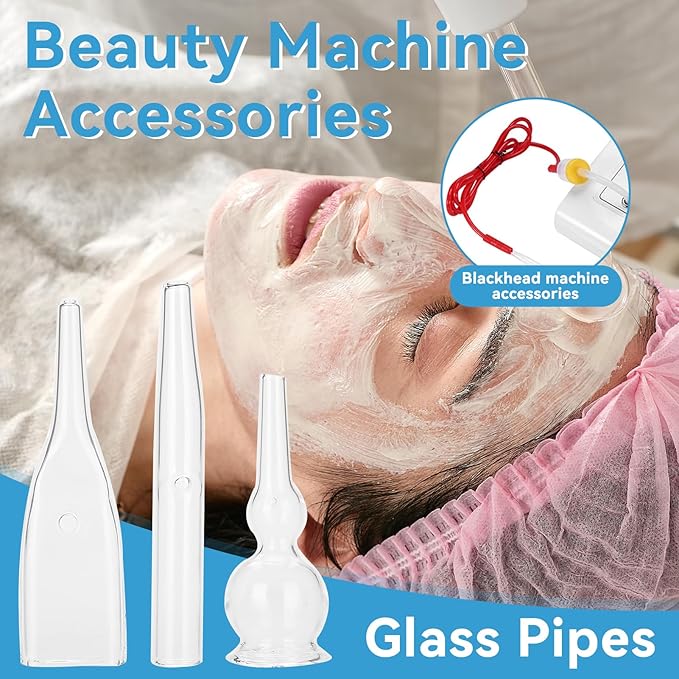 3pcs Vacuum Glass Tube Kit, Blackhead Removal Facial Suction Pore Vacuum Cleaner for Face Cleanser Blackhead Removal Machine Microdermabrasion Machine Accessories