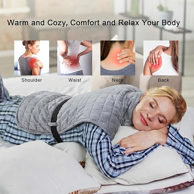 Full Weighted Heating Pad for Neck,Shoulder, Back Large 24"x38" Electric Heat Pads for Back Pain Relief with 12 Heat Setting and 8 Auto Shut Off, Stay on Function Hot Heated Pad