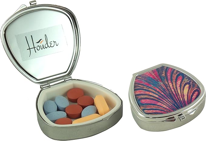 Designer Pill Box by Houder - Decorative Pill Case with Gift Box - Carry Your Meds in Style (Shell)