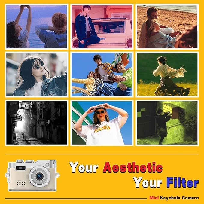 Mini Keychain Camera, 1080P & 2MP Retro Aesthetic, 32GB Memory, Pocket-Sized Vintage Camera, Bag Charm, Birthday Gift