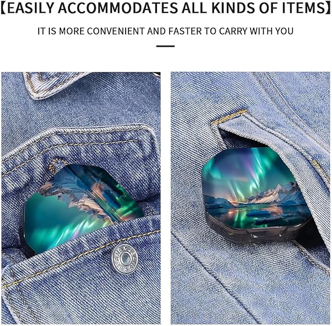 This Portable Northern Lights Pattern 4-Compartment Pillbox Can Be Placed in A Pocket Or Wallet to Store Vitamins, Medicines Fish Oil Health Supplements Other Medications.