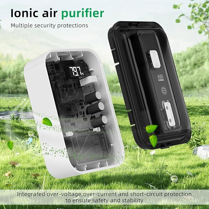 3 In 1 Air Ionizers For Home - Negative Ion Filtration System,Real Time Temperature Display Air Purifier Plug,Portable Air Purifier For Kitchen Bedroom,Quiet Operation Mini Air Cleaner