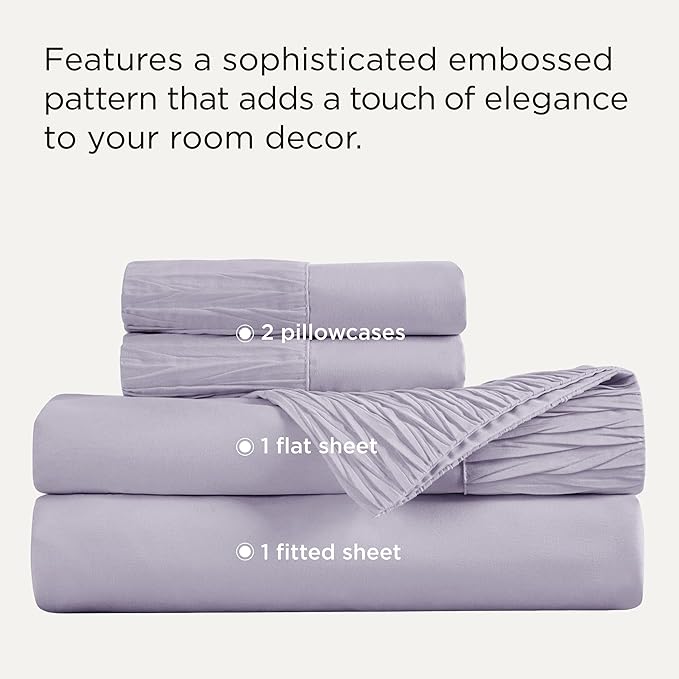 Bedsure Queen Sheet Set - 4 Pieces Soft Queen Size Sheets - Breathable & Cooling - Hotel Luxury - Easy Care Polyester Microfiber Bedding for Women, Men, Lavender