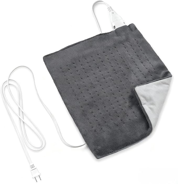 Heating Pad, PAGOBETTER Electric Heating Pad for Back Neck Shoulder Knee Period Cramps Pain Relief, Auto Shut Off Moist/Dry Heat Options|12x15 Inch (Gray)