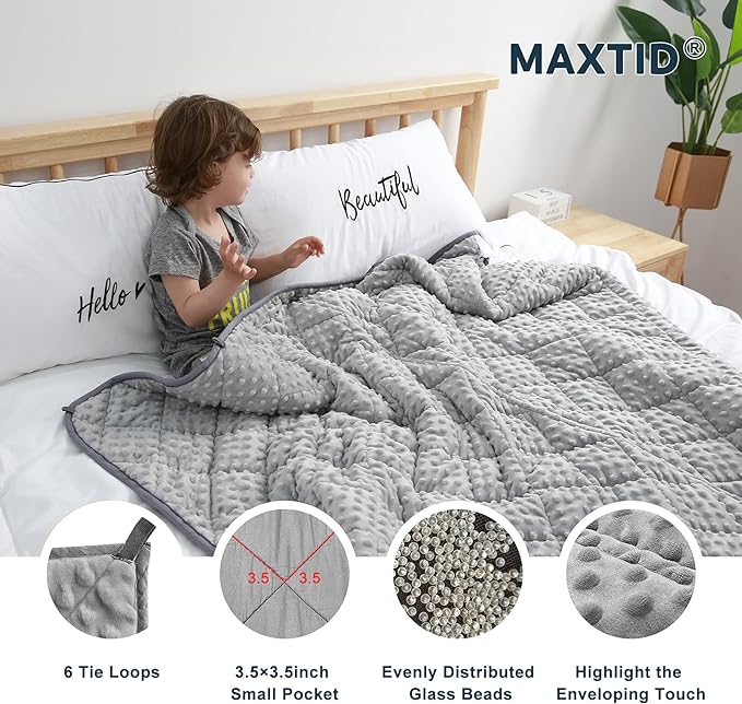 MAXTID Weighted Blanket for Kids 5lbs 36"x48" Cotton Kids Blanket for Boys & Girls Weighted Throw Blanket Children Bedding Gifts for 3 4 5 6 7 8+ Year Old Kid Small Weighted Comfort Blankets