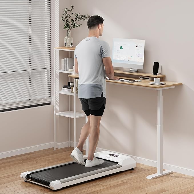 GYMAX Walking Pad, 2.25HP Under Desk Treadmill with LED Display, Remote Control & 7-Layer Belt, Compact Portable Jogging Running Machine for Home Office Small Space