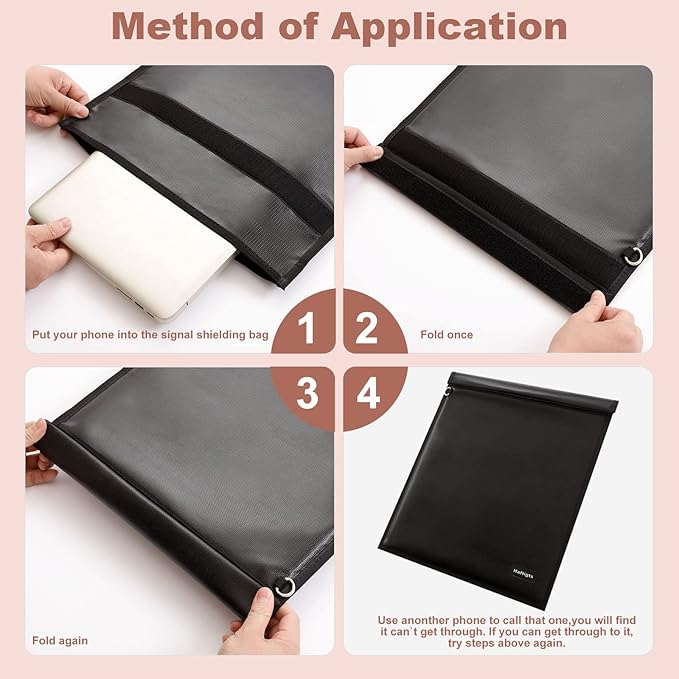 4 Pack Faraday Bags for Laptops & Phones, Faraday Cage for Anti-Theft & Tracking Protection, Waterproof & Fireproof RFID Signal Blocker Bags