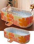 Portable Bathtub Ice Bath Tub - Foldable Collapsible Bathtub for Adult Shower Bathroom Hot SPA Soaking Cold Plunge Tub Freestanding Bathtub 59"Lx22"Wx20"H Pink