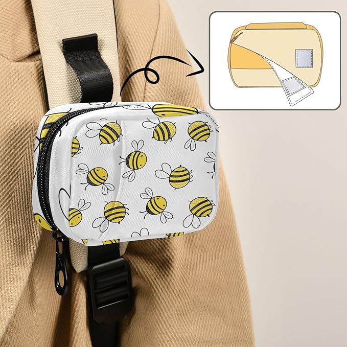 xigua Flying Bumble Bees Pill Cases Bag Portable Pill Box Storage Bag, Travel Medicine Organizer, Zippered Pill Case for Medicine Storage and Organizing