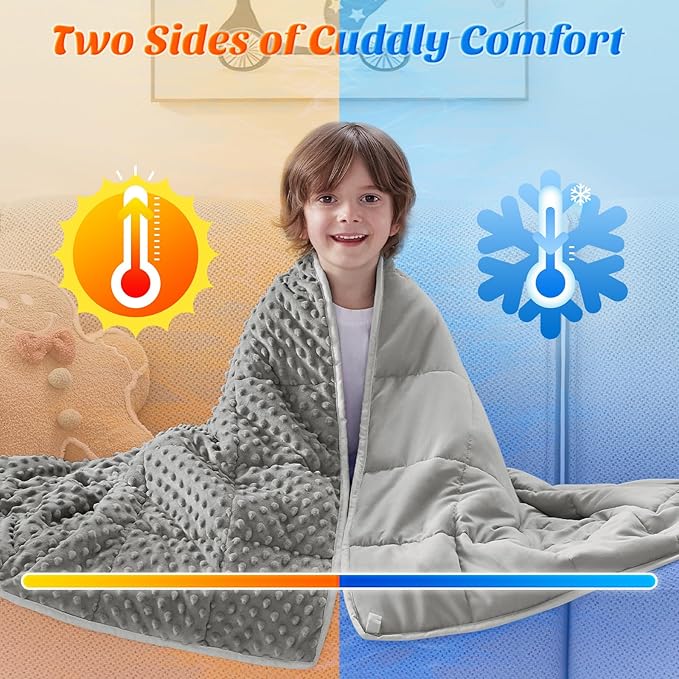 anfie Weighted Blanket Kids(40"x60" 5lbs) Weighted Blanket Cooling Blanket for Sleeping,Throw Size Breathable Blanket with Premium Glass Bead(Grey)