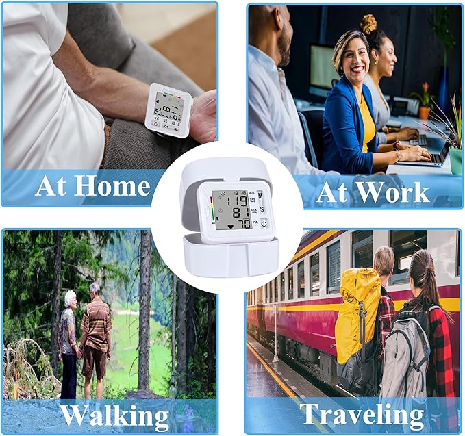 TOPBOMED Electronic Blood Pressure Monitor,Wrist Blood Pressure Monitor 2x99 Reading Memory for Adults Wrist BP Monitor with Carrying Case for Home Use