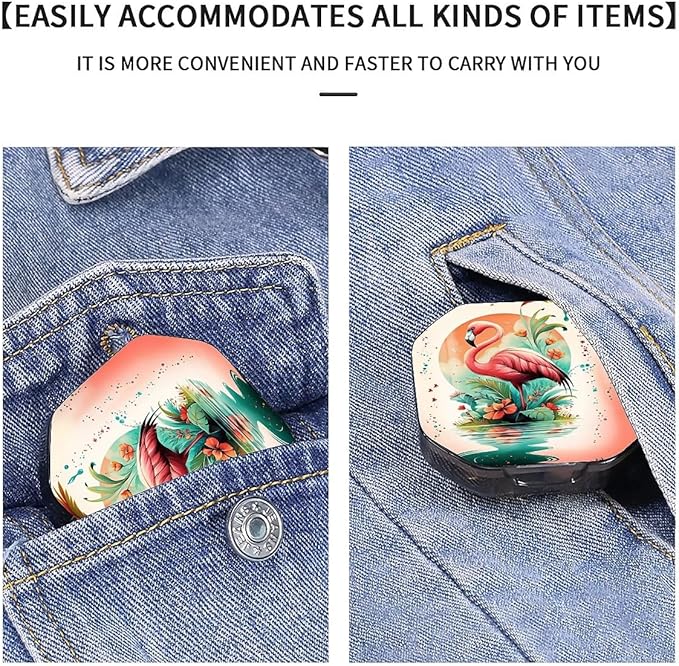 This Portable Flamingo Flower Pattern 4 Compartment Pill Box Can Be Placed in A Pocket Or Wallet to Store Vitamins, Medicines Health Supplements Other Medications.