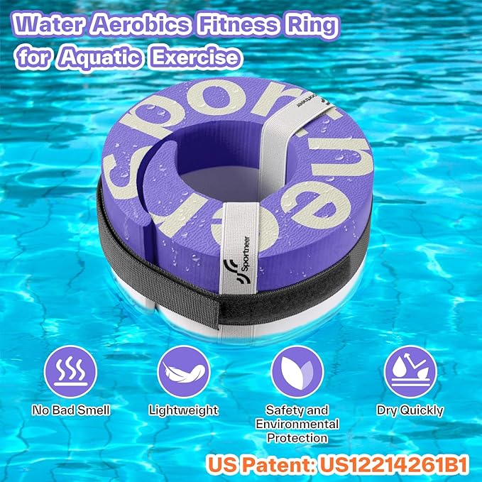 Foam Aquatic Cuffs Exercise Equipment: Sportneer Water Aerobics Float Ring with Adjustable Webbing Pool Exercise Workout Set Water Ankle Ring