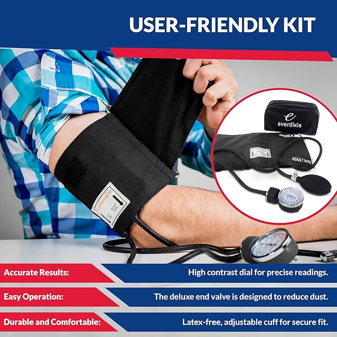 Deluxe Aneroid Sphygmomanometer Blood Pressure Monitor Set – 2-Pack – Adult Cuff, Carrying Case & Calibration Tool – High Contrast Dial for Accurate Readings – Portable & Durable Design – Black