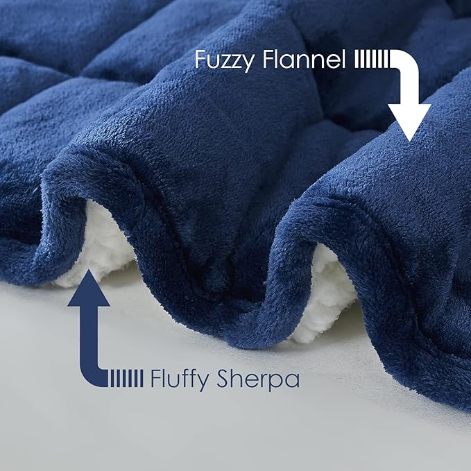 yescool Weighted Blanket for Adults (15 lbs, 48" x 72", Sapphire Blue) Heavy Blanket for Sleeping Perfect for 140-160 lbs, Twin Size Breathable Blanket with Premium Glass Bead