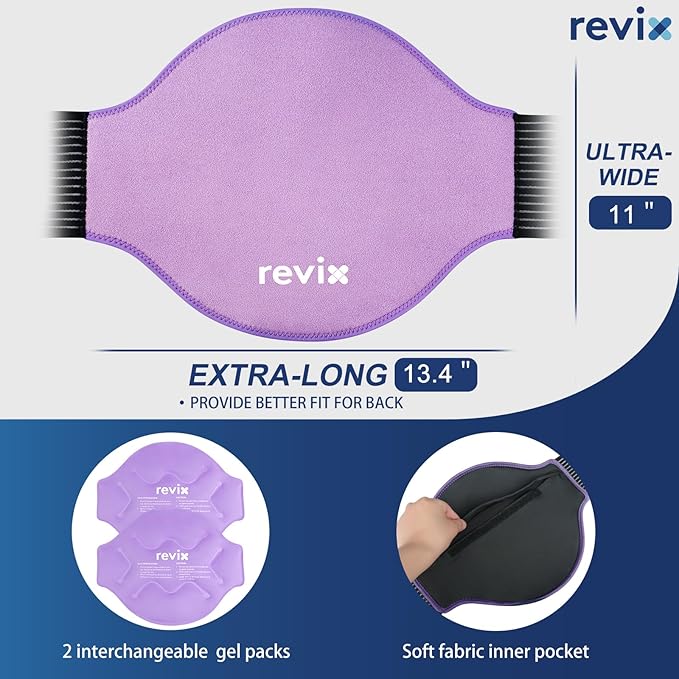 REVIX Extra Large Ice Pack for Back, 2 Packs, Reusable Gel Ice Pack Wrap for Lower Back, 13.4” x 11”, Cold Compress Therapy for Waist, Lower Lumbar, Tailbone Discomfort Relief, Muscle Relaxation