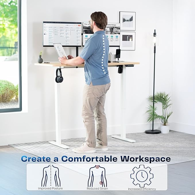 VIVO Electric Stand Up Desk Frame Workstation, Frame Only with 220 lbs Capacity, Brushless Motor Standing Height Adjustable Legs with Memory Controller, White, DESK-V100EWY