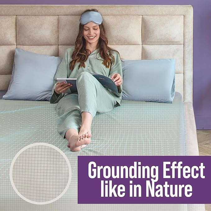 Earth Grounding Sheets California Size with 12% Silver Fiber & 4% Silk & 84% Cotton - Beige - Quality Certified Grounded Well Bed Sheet - Conductive Fitted Sheet for Better Sleep