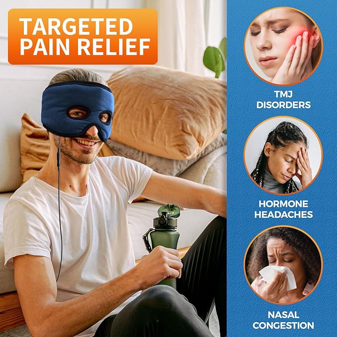 sticro Moist Heat Sinus Mask for Sinus Pressure Relief, 3 Heat & 5 Timer Settings Heated Eye Mask with Eye Holes, Thermo Therapy for Sinusitis, Migraine, Tension Headache, TMJ Relief