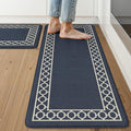 LEEVAN Kitchen Mats for Floor Set of 2,Anti Fatigue Mats for Kitchen Floor,Navy Blue Cushioned Non Slip Boho Standing Mat,Waterproof Memory Foam Comfort Kitchen Floor Mat for Sink(20"x31"+20"x47")