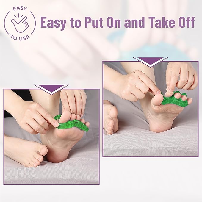 Dr. JK- ToePal Gel Toe Separator, 4 Pairs, Toe Spacers, Bunion Corrector, Green & Blue