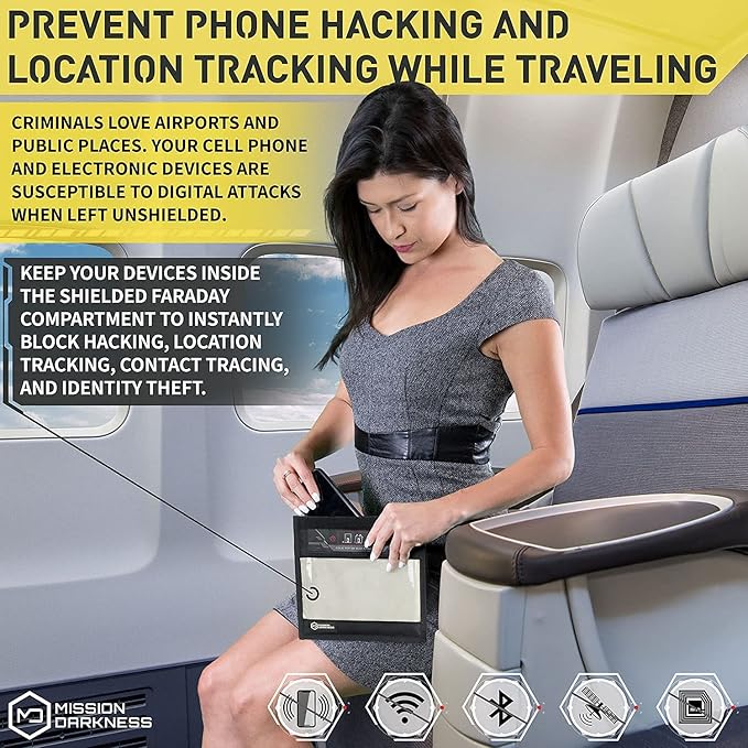 Mission Darkness Window Faraday Bag for Phones // Device Shielding for Law Enforcement, Military, Executive Privacy, Travel & Data Security, Anti-Hacking & Anti-Tracking Assurance