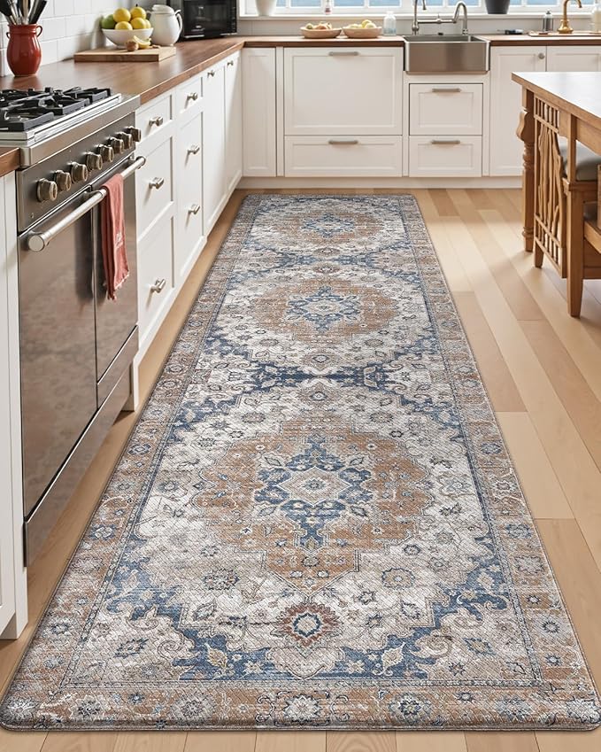 LUMI Kitchen Mat Anti Fatigue Cushioned, Memory Foam Padded Standing Rug Washable, Non Slip Comfort Floor Runner for Home, Sink, Laundry, Office, 24"x87", Terracotta