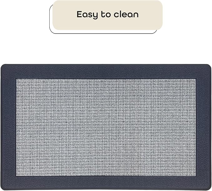 Anti-Fatigue Floor Comfort Mat - 18 x 30 Inch (Clarke Navy) - Non-Slip Kitchen Mats for Floor - Easy to Clean Cushioned Standing Mat for Bathroom & Office Desk - Achim Home Décor