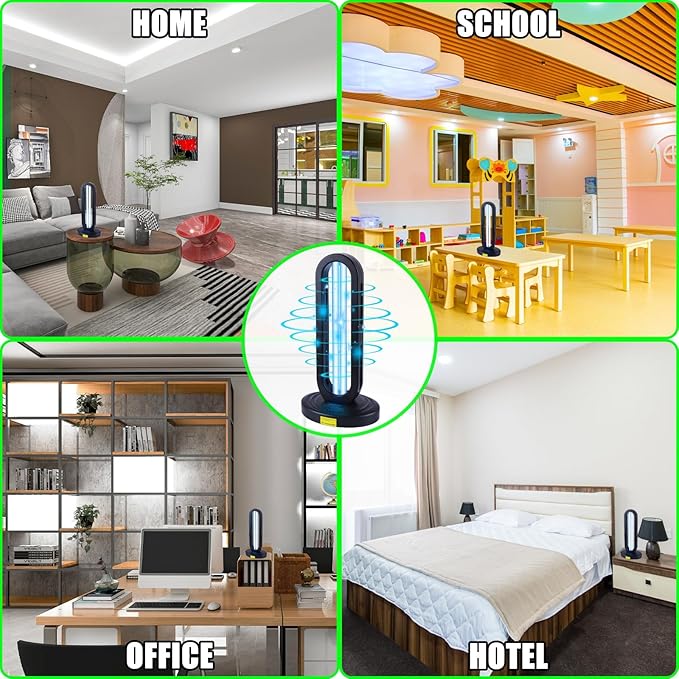 Home Disinfection Device, UV Light Sanitizer for Dust Mites,UVC Light for Room,Ultraviolet Light with 3- Speed Timing and Remote Control,38W UV Lamp for Home