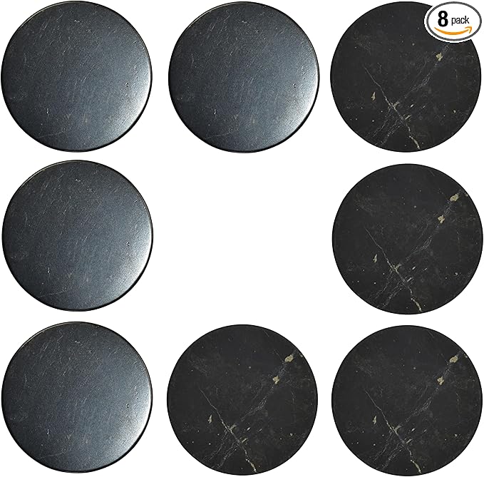 8 pcs Shungite Stickers Set Round 30 mm Polished and Unpolished (4 of Each) for Cell Phone Case Tablet Laptop Computer - Energy Shungite Stones Protection Plate with Carbon Fullerenes