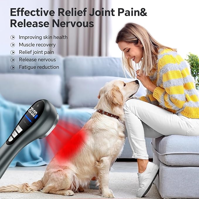 Handheld Red Light Therapy Device, Portable Near Infrared Light Therapy for Body, 650nm & 808nm Wireless Red Light Therapy Wand for Pain Relief Joint, Muscle Pain for Dogs & Humans