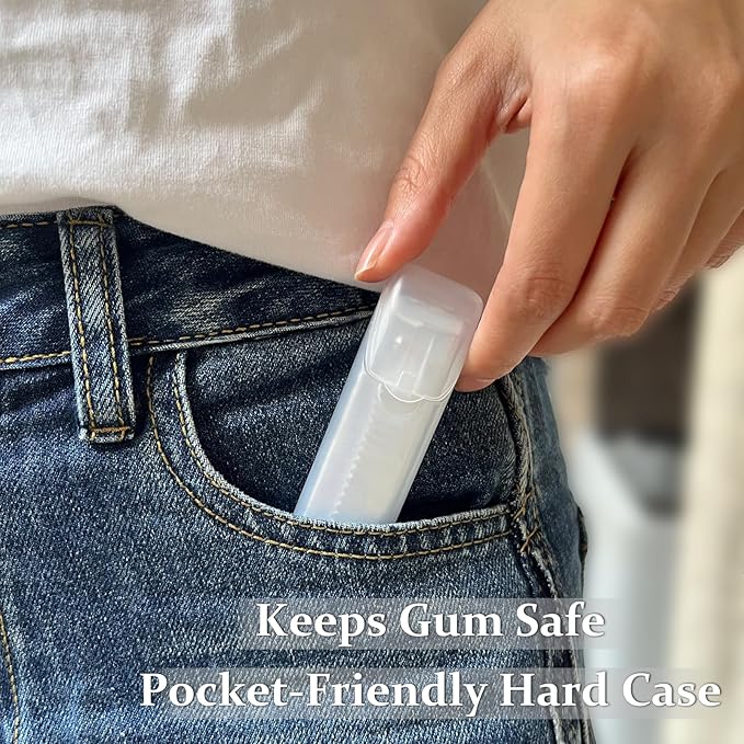 2 Pack Gum Case, Pocket Gum Holder Hard Shell, One-Hand Flip Open Gum Container, Portable PP Gum Storage Box, Clear White & Black
