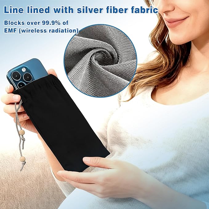EMF Shield Sleeve for Cell Phone Reduce Signal Anti-EMP Pouch Against Radiation, EMF, 5G, RFID Blocking 4x8 Inch Black Phone Sleeve Bags