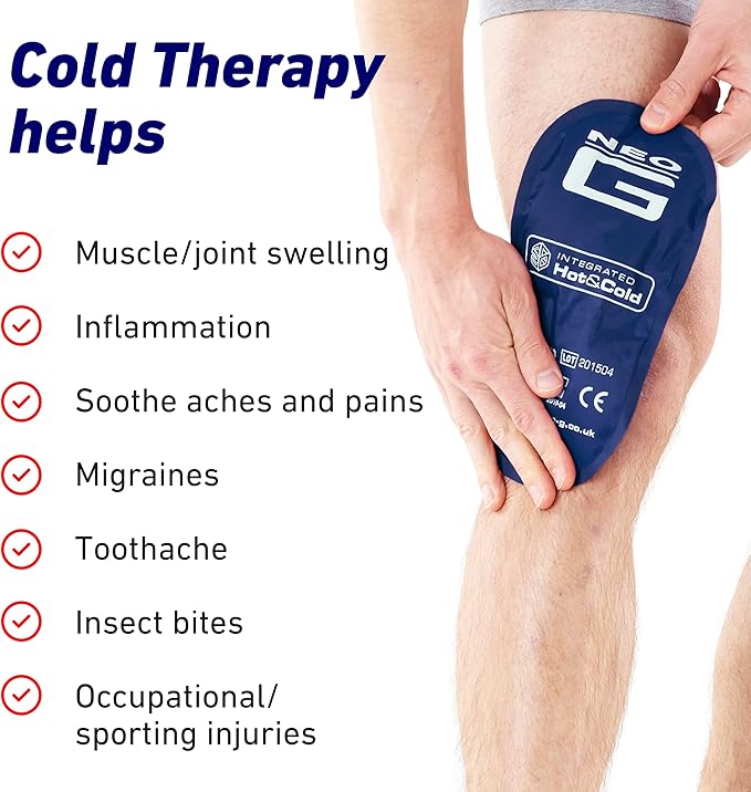 Neo G Hot and Cold Therapy Pack - Flexible Ice/Heat Pack for Injuries, Muscle Inflammation, Joint Pain, Swelling, Sprains - Reusable and Dual Function - Class 1 Medical Device - Qty 1 Pack - Blue/Red