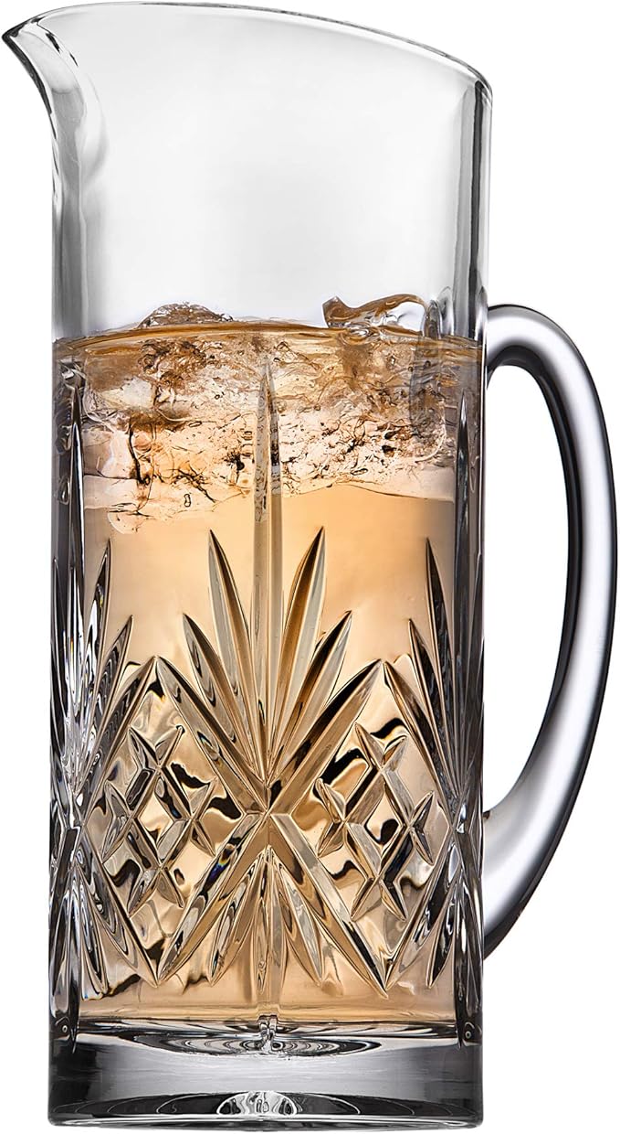 Godinger Beverage Pitcher Carafe, Cocktail Pitcher, Water Pitcher, Bar Mixing Glass - Dublin Collection, 34oz
