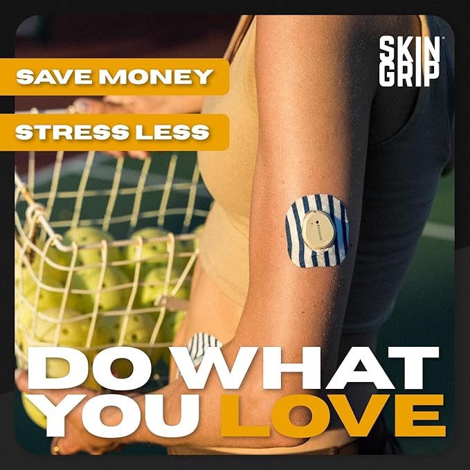 Skin Grip Adhesive Patches Compatible with Dexcom G7 & Stelo CGM with Cutout – Waterproof & Sweatproof Cover for Continuous Glucose Monitor Sensor, Stays Secure for 10-15 Days -10 Pack, Classic Design
