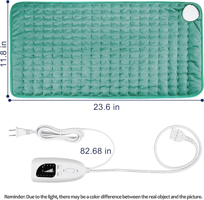 24"X12" Electric Heating pad with 6 Heat Settings, Auto Shut Off, Green Dry Electric Heating for Back Neck Knee Arms Legs Shoulder Heat Pads for Christmas Birthday Father's Day Mother's Day