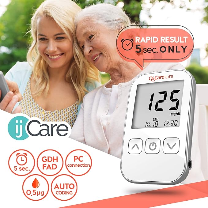 Oh’Care Lite Blood Sugar Testing Monitor – Glucose Test Strips and Lancets for for Blood Testing – Accurate and Affordable Diabetic Supplies (50 Strips + 100 Lancets)