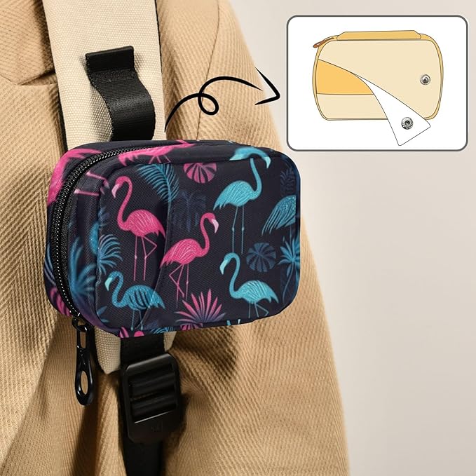 Travel Pill Case Flamingo Monstera Palm Tree and Leaf Weekly Small Pill Box 7 Day Pill Box Pill Organizer Bag