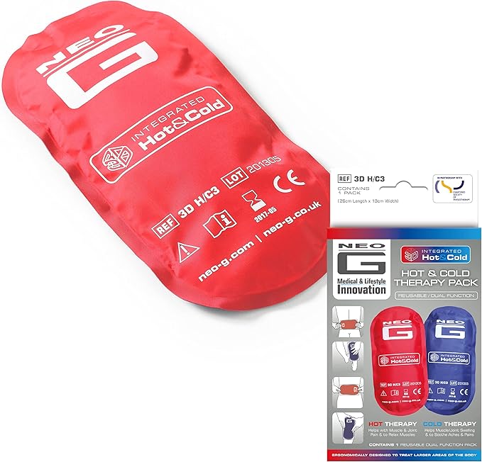 Neo G Hot and Cold Therapy Pack - Flexible Ice/Heat Pack for Injuries, Muscle Inflammation, Joint Pain, Swelling, Sprains - Reusable and Dual Function - Class 1 Medical Device - Qty 1 Pack - Blue/Red