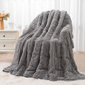 Wemore Jacquard Fleece Weighted Blanket Twin Size 48" x 72" 15lbs, Ultra Soft Cozy Sherpa Weighted Blankets for Adults, Ultra Fuzzy Heavy Blanket, Fluffy Warm Throw for Winter, Light Grey