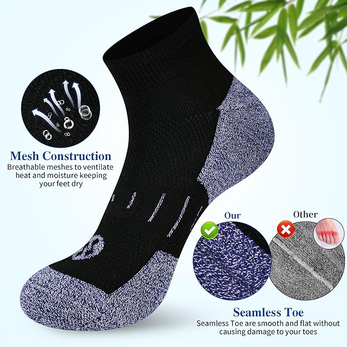 Diabetic Socks for Men,6 Pairs Ankle Mens Diabetic Socks,Diabetic Neuropathy Socks for Men Size 9-11/10-13/13-15.