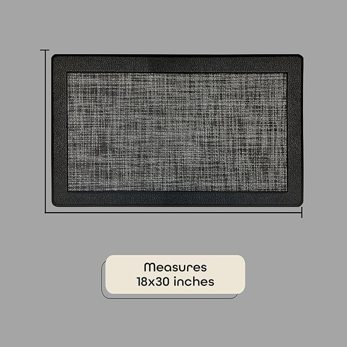 Anti-Fatigue Floor Comfort Mat - 18 x 30 Inch (Clarke Black) - Non-Slip Kitchen Mats for Floor - Easy to Clean Cushioned Standing Mat for Bathroom & Office Desk - Achim Home Décor