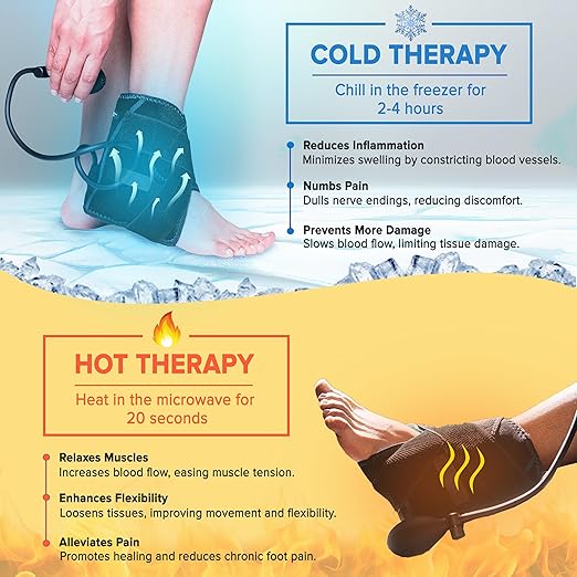 Koprez Foot CryoPump | Reusable Foot Ice Pack Wrap for Ankle, Heel, and Achilles Tendon Pain Relief | Universal Fit with Adjustable Compression Pump | Foot Ice Wrap for Athletes and Active Individuals